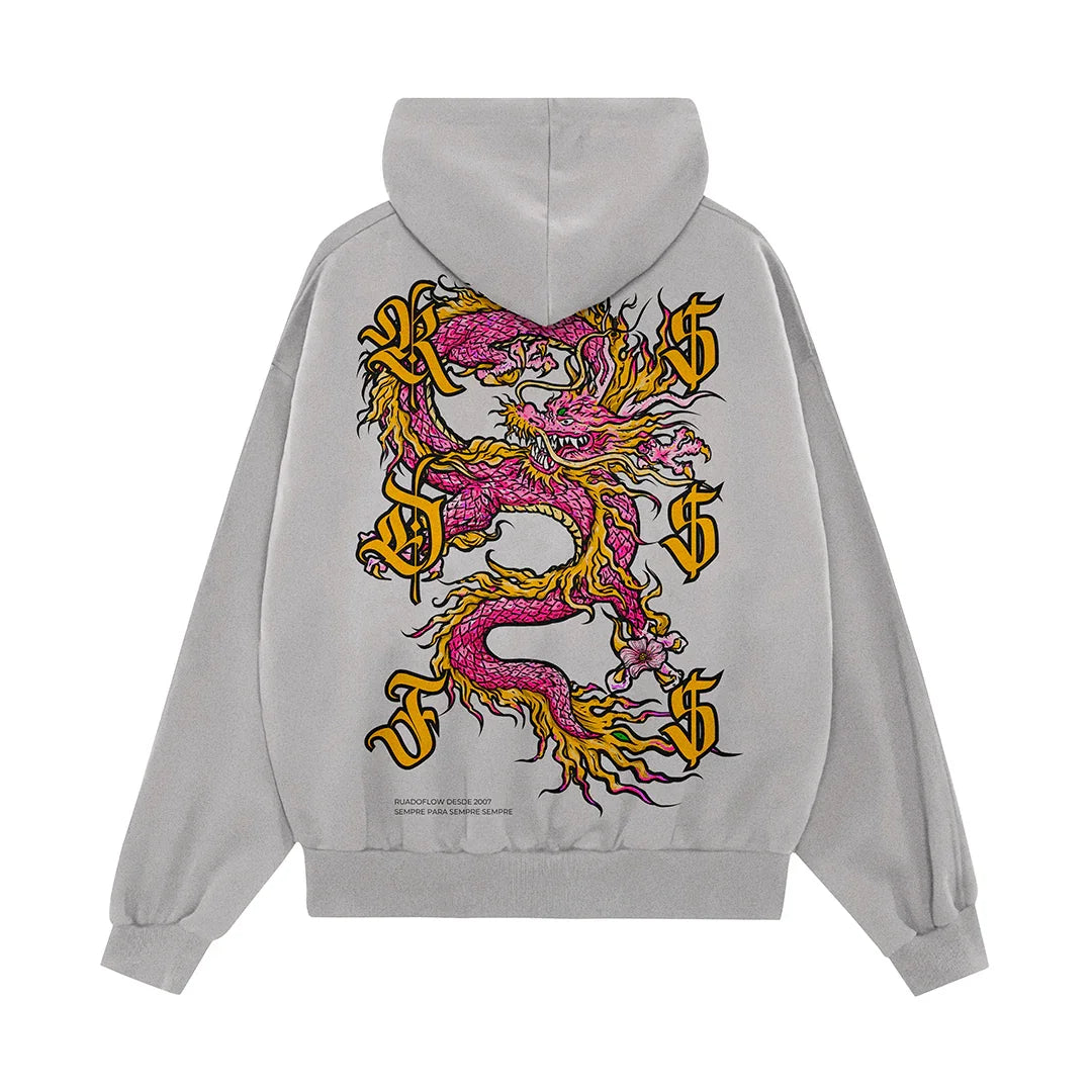 Moletom Canguru Dragão Rosa